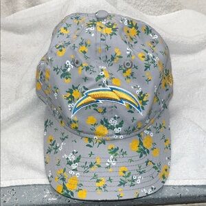Chargers Team Football Floral Womans Baseball Cap - Gray & Yellow Flowers
